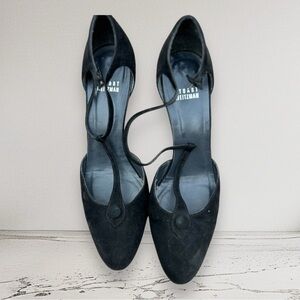 Vintage stuart weitzman Black Satin Heels Shoes Size 8.5/ 39